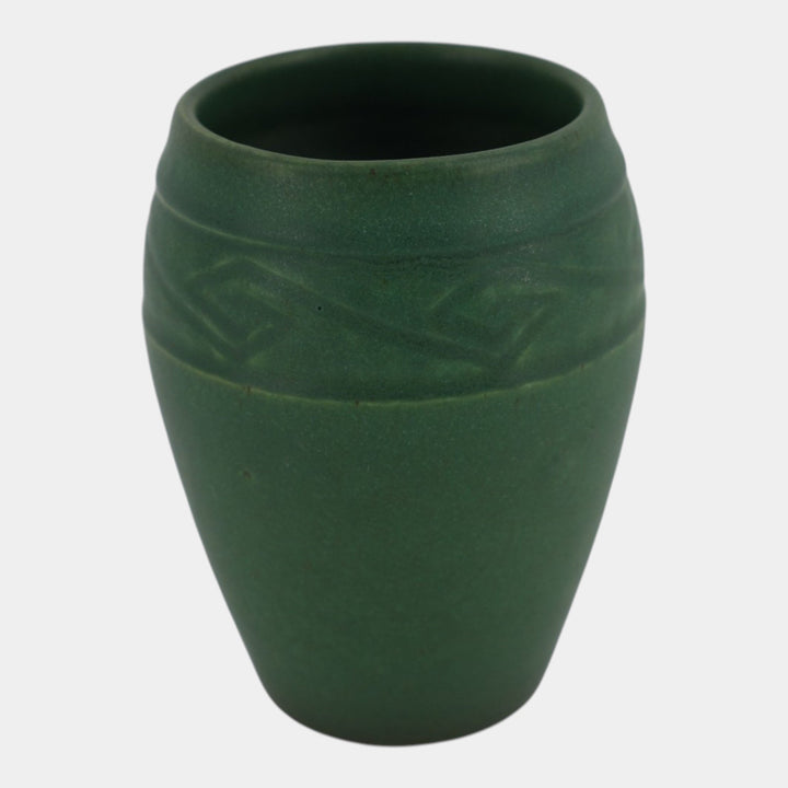 Rookwood 1909 Arts And Crafts Pottery Matte Green Geometric Band Vase 942E