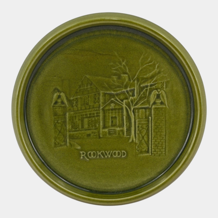 Rookwood 1958 Art Pottery Green Factory Advertising Dish Menzel