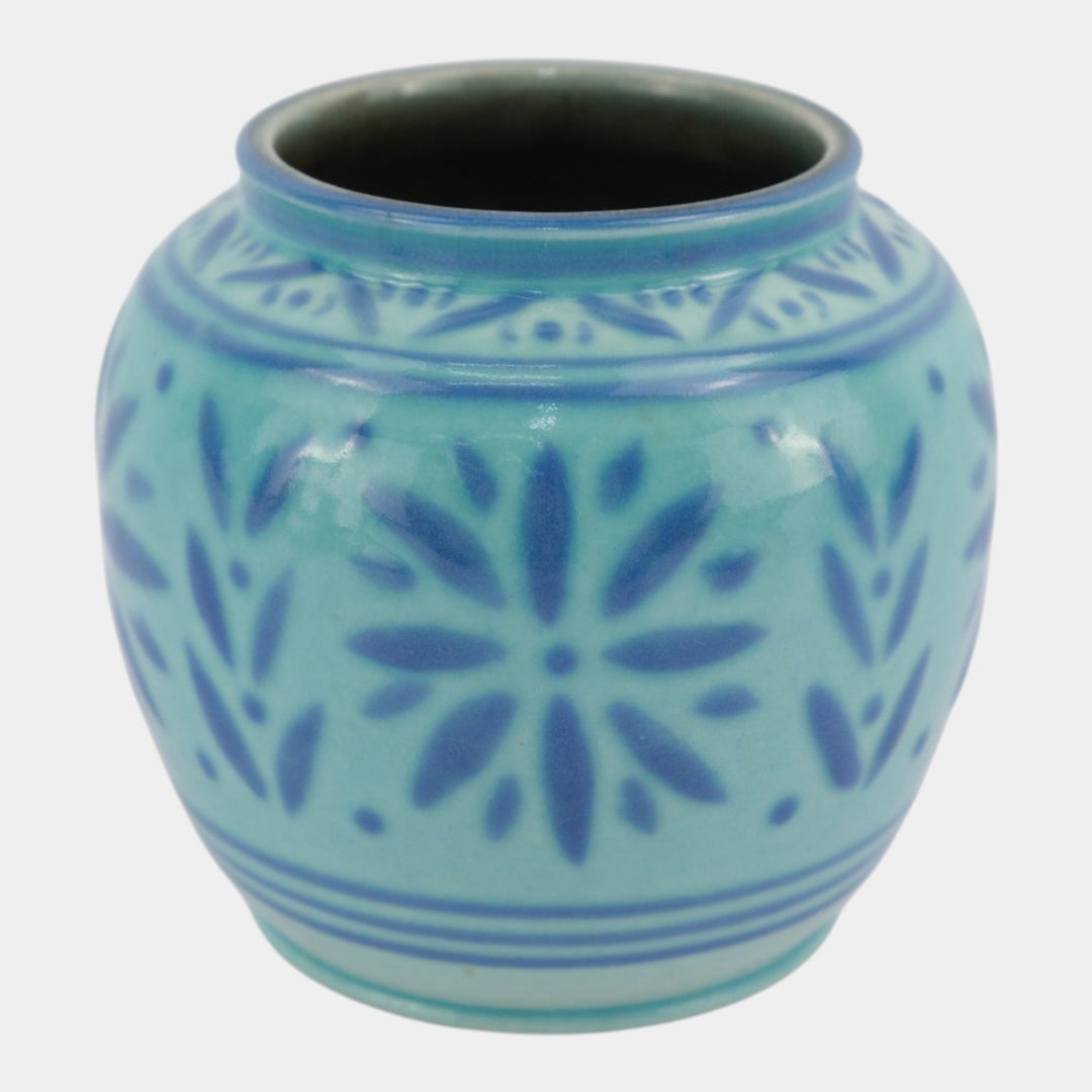 Rookwood 1945 Mid Century Modern Pottery Floral Blue Ceramic Vase 6319D Rehm