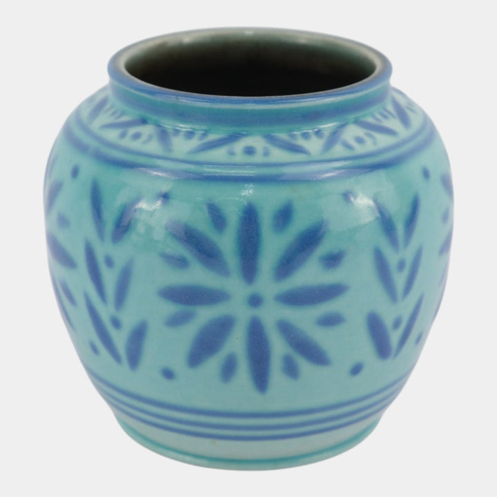 Rookwood 1945 Mid Century Modern Pottery Floral Blue Ceramic Vase 6319D Rehm