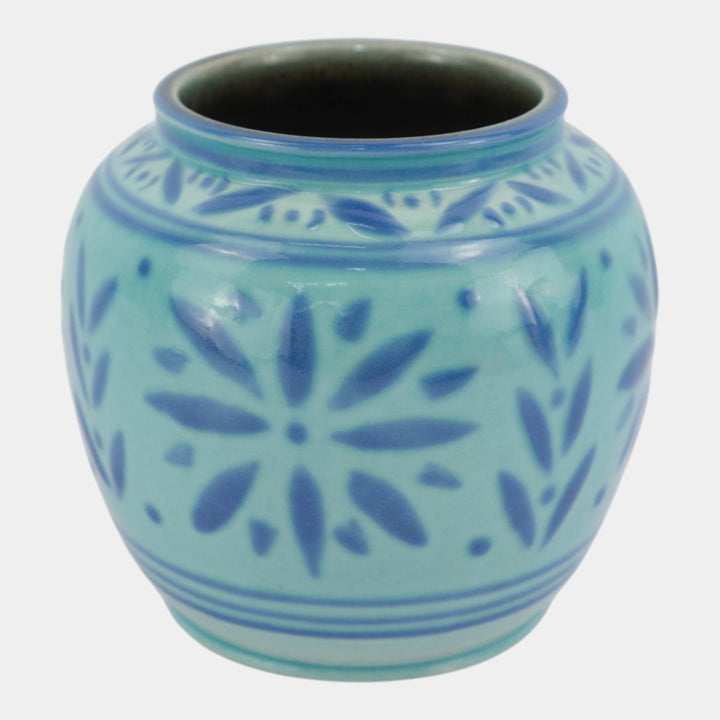 Rookwood 1945 Mid Century Modern Pottery Floral Blue Ceramic Vase 6319D Rehm
