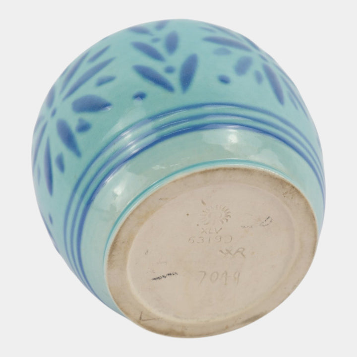 Rookwood 1945 Mid Century Modern Pottery Floral Blue Ceramic Vase 6319D Rehm