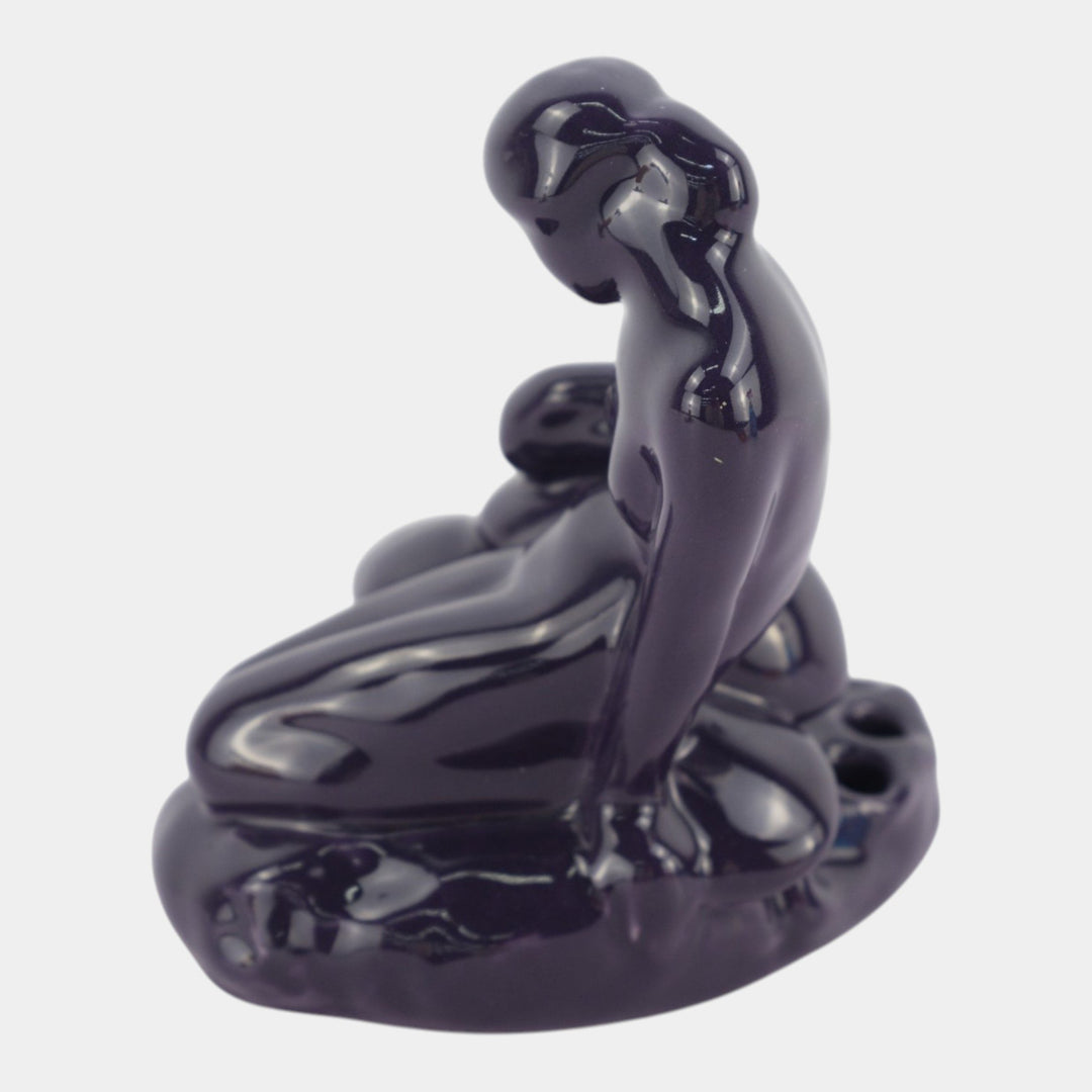 Rookwood 1921 Art Pottery Purple Mushroom Girl Flower Frog 2281