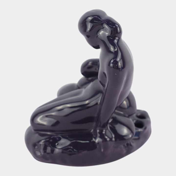 Rookwood 1921 Art Pottery Purple Mushroom Girl Flower Frog 2281