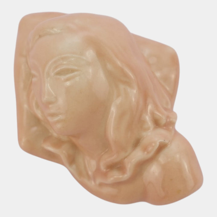Kenton Hills Mid Century Modern Art Pottery Pink Woman Bust Paperweight Seyler