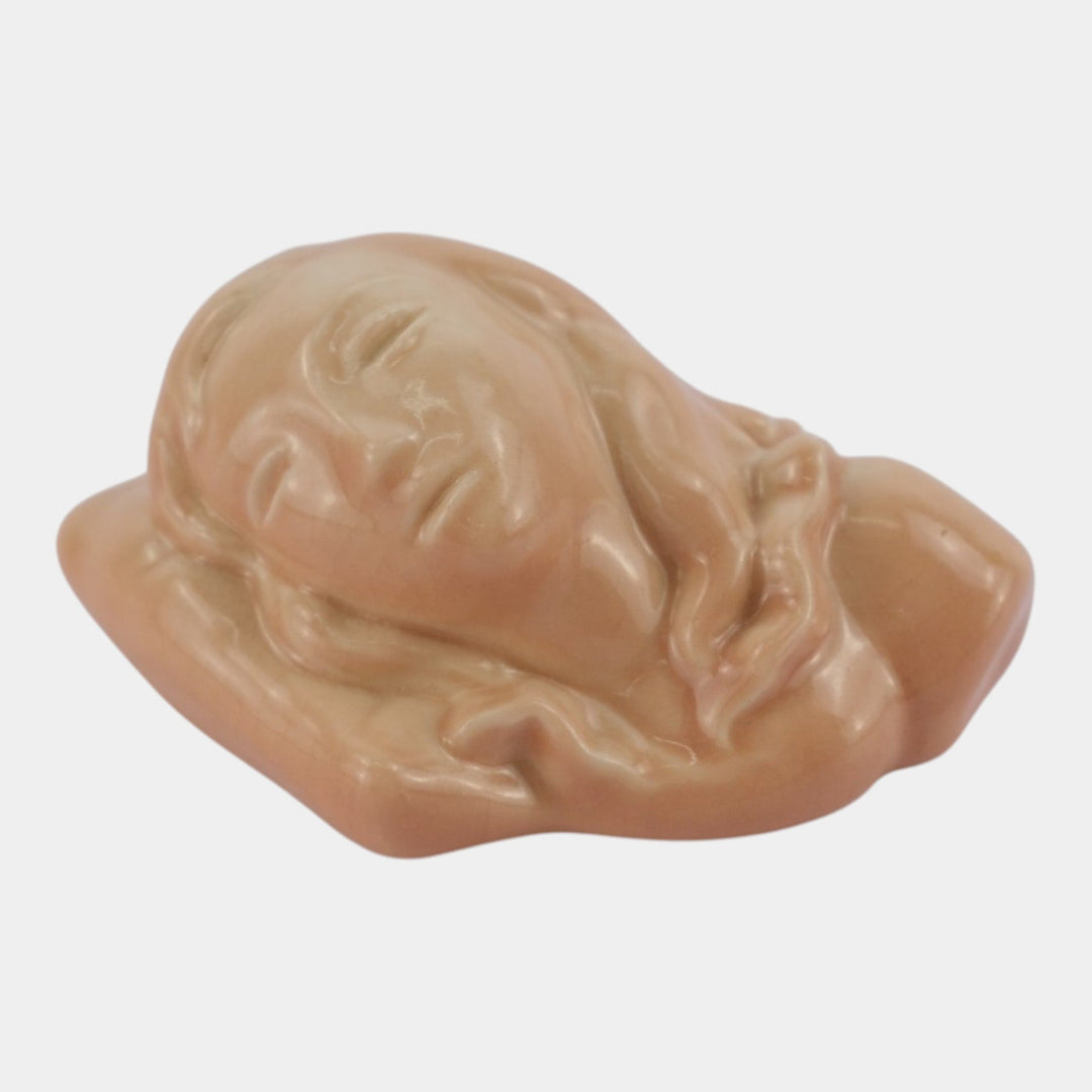 Kenton Hills Mid Century Modern Art Pottery Pink Woman Bust Paperweight Seyler