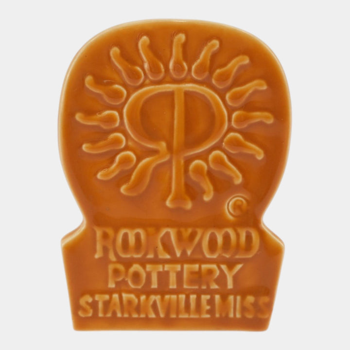 Rookwood 1965 Vintage Mid Century Modern Pottery Orange Ceramic Dealer Sign