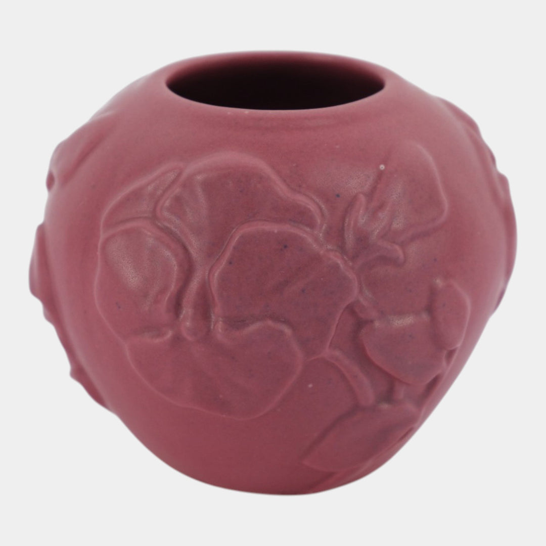 Van Briggle Vintage Art Pottery Persian Rose Orchid In Relief Vase