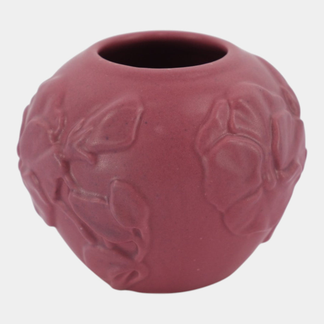 Van Briggle Vintage Art Pottery Persian Rose Orchid In Relief Vase