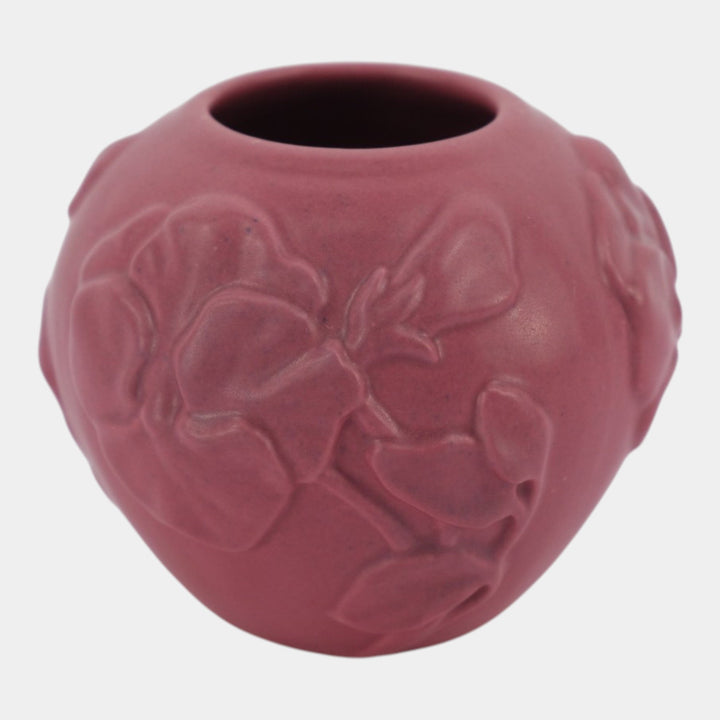 Van Briggle Vintage Art Pottery Persian Rose Orchid In Relief Vase