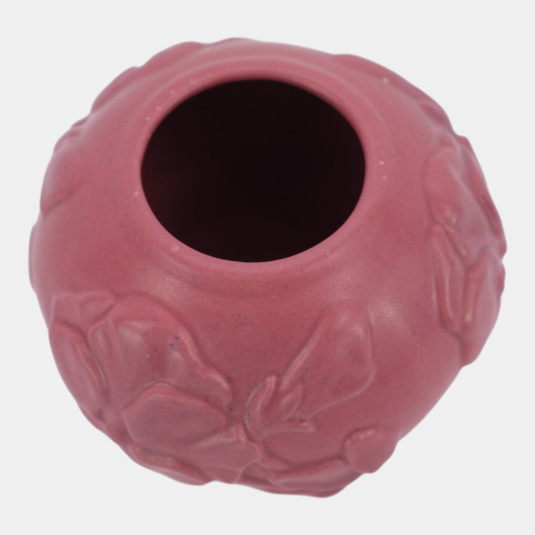 Van Briggle Vintage Art Pottery Persian Rose Orchid In Relief Vase