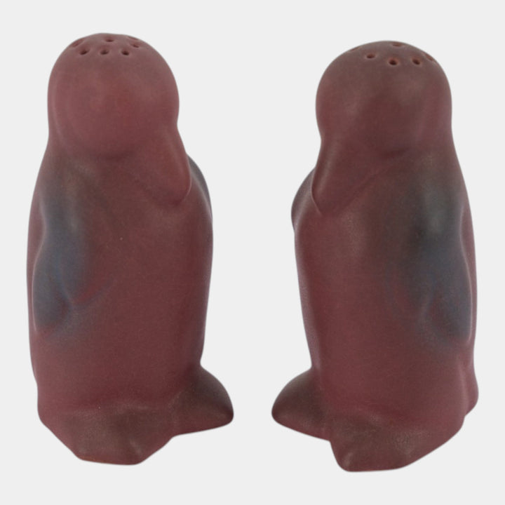 Van Briggle 1940s Art Deco Pottery Persian Rose Penguin Salt Pepper Shakers
