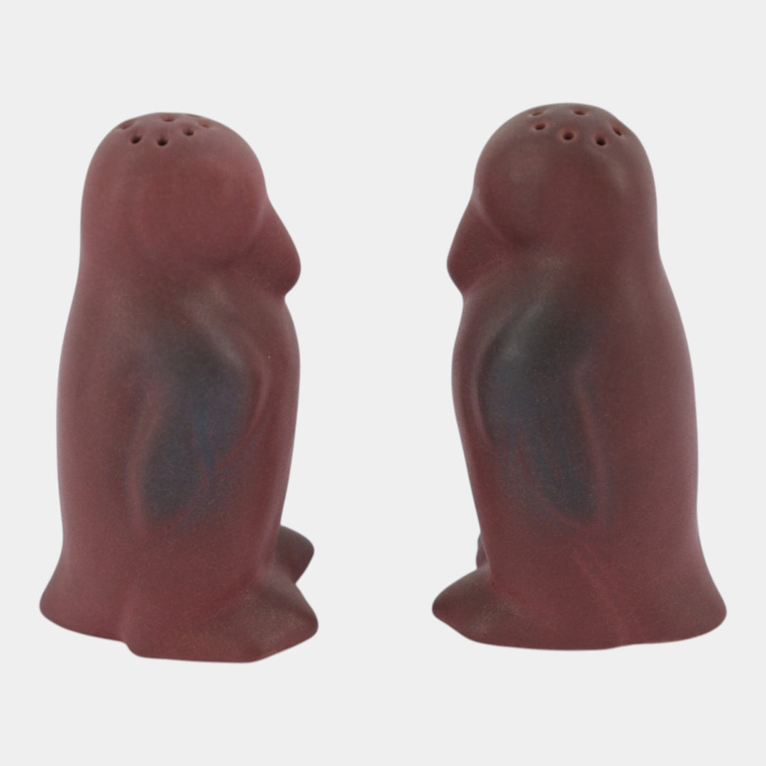 Van Briggle 1940s Art Deco Pottery Persian Rose Penguin Salt Pepper Shakers