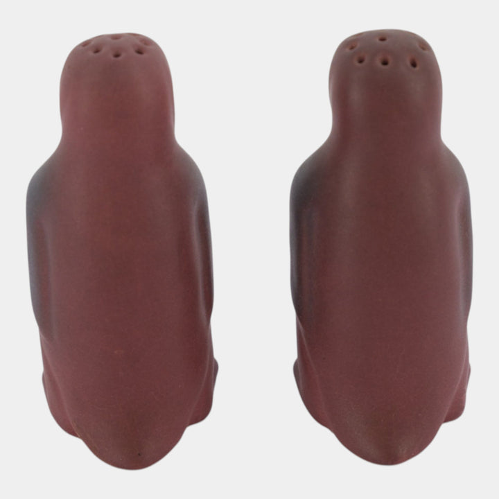 Van Briggle 1940s Art Deco Pottery Persian Rose Penguin Salt Pepper Shakers