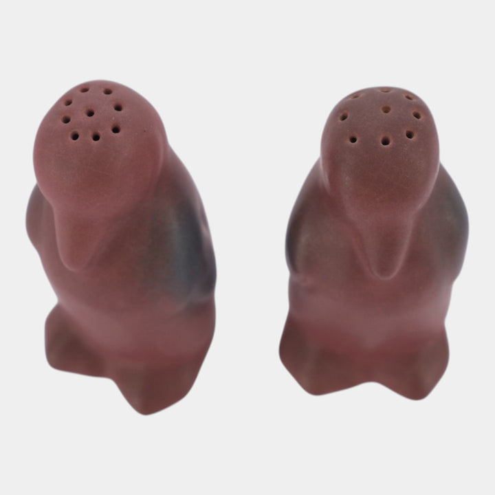 Van Briggle 1940s Art Deco Pottery Persian Rose Penguin Salt Pepper Shakers