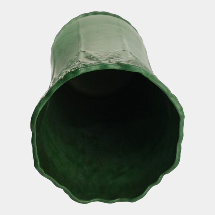Weller Bedford 1915 Matte Green Arts and Crafts Pottery Floral Umbrella Stand