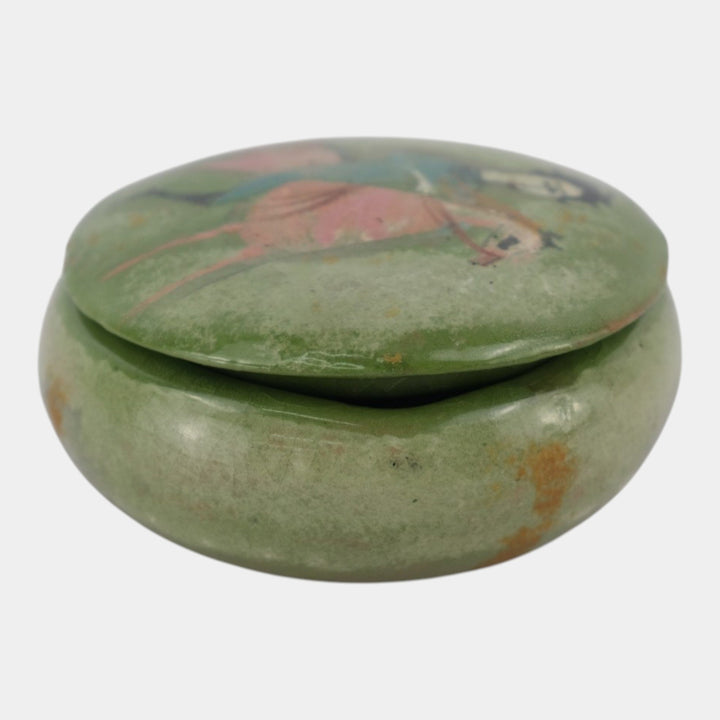 Pillin Studio Mid Century Modern Art Pottery Green Equestrian Dresser Box