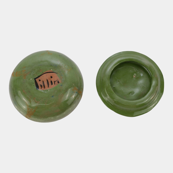 Pillin Studio Mid Century Modern Art Pottery Green Equestrian Dresser Box