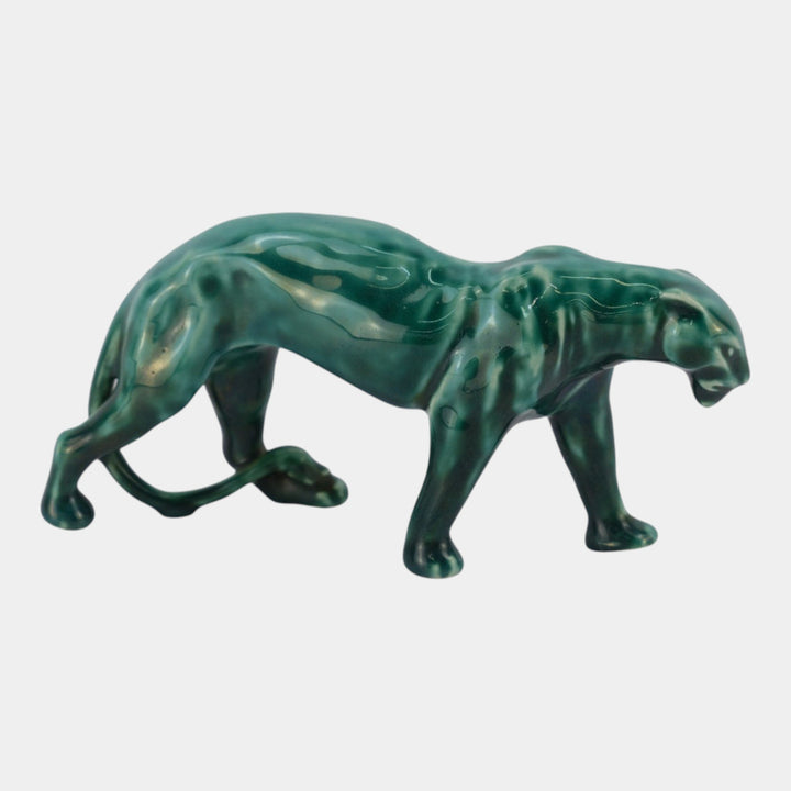 Rookwood 1946 Art Pottery Green Paperweight Leopard Panther Figurine 2563