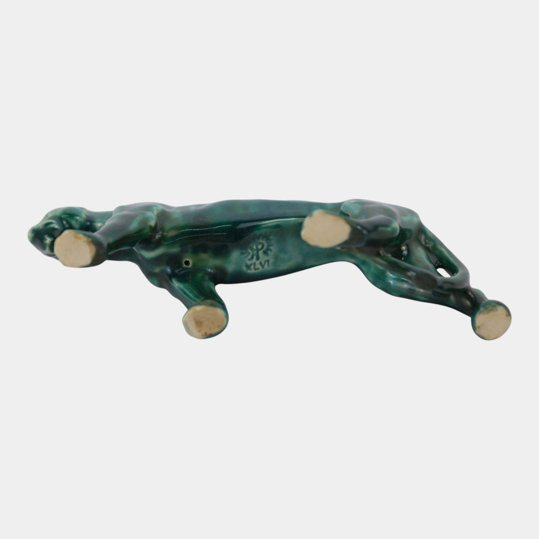 Rookwood 1946 Art Pottery Green Paperweight Leopard Panther Figurine 2563