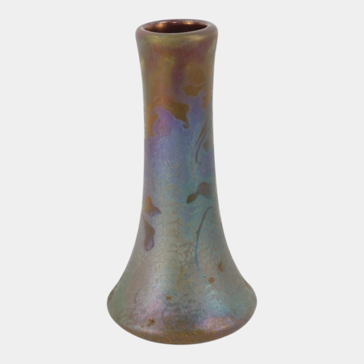 Weller Sicard 1902-07 Art Nouveau Pottery Iridescent Luster Floral Flared Vase