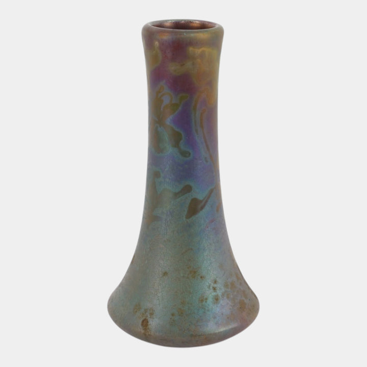Weller Sicard 1902-07 Art Nouveau Pottery Iridescent Luster Floral Flared Vase