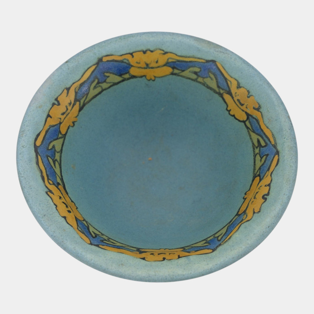 Paul Revere Saturday Evening Girls Pottery 1920s Blue Floral Rim Decorated Bowl