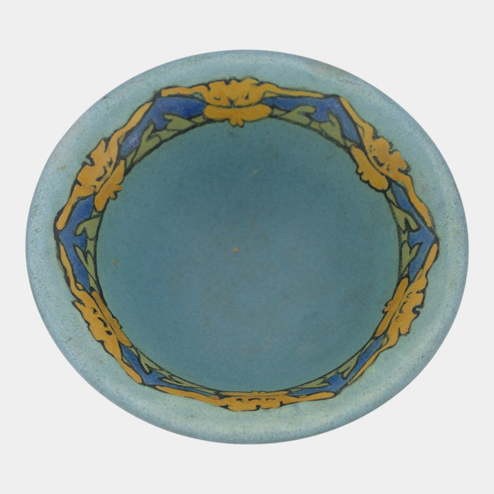 Paul Revere Saturday Evening Girls Pottery 1920s Blue Floral Rim Decorated Bowl