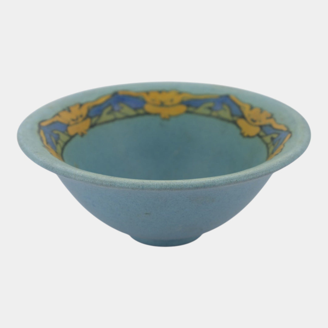 Paul Revere Saturday Evening Girls Pottery 1920s Blue Floral Rim Decorated Bowl