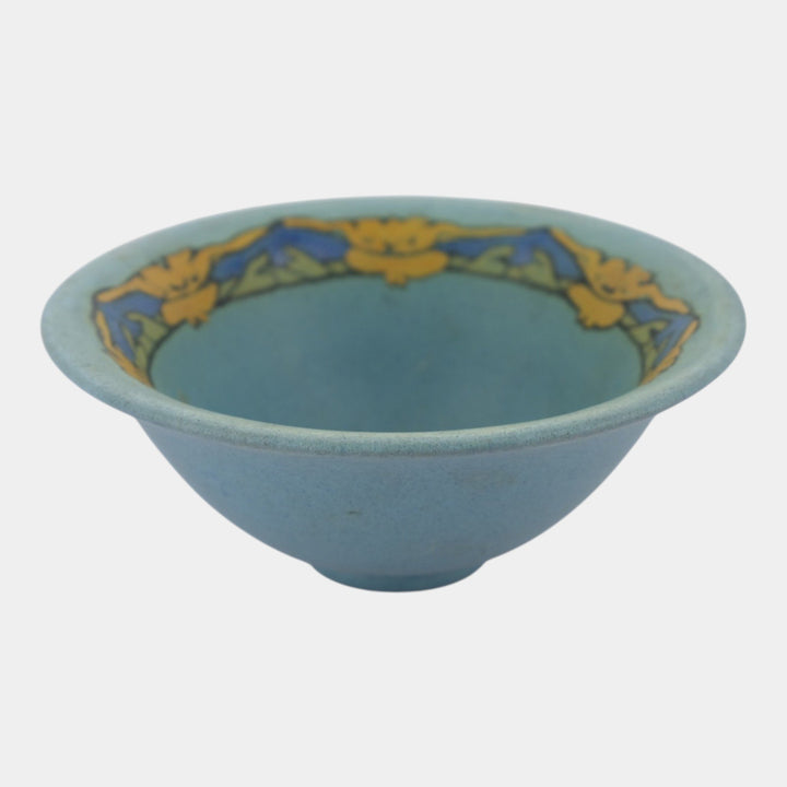 Paul Revere Saturday Evening Girls Pottery 1920s Blue Floral Rim Decorated Bowl