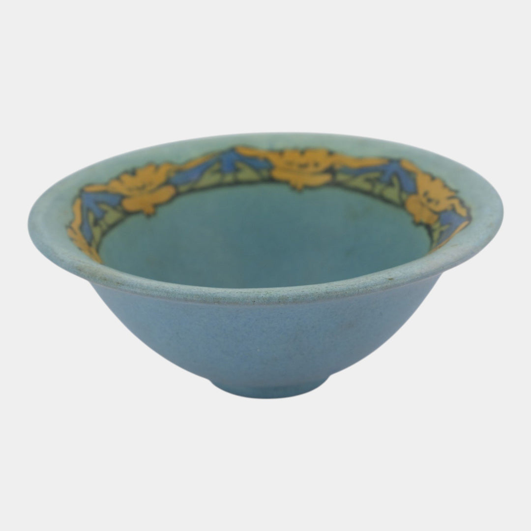Paul Revere Saturday Evening Girls Pottery 1920s Blue Floral Rim Decorated Bowl