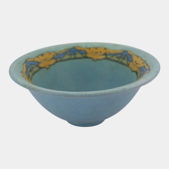 Paul Revere Saturday Evening Girls Pottery 1920s Blue Floral Rim Decorated Bowl