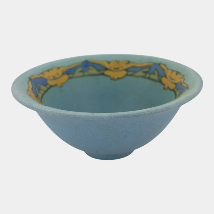 Paul Revere Saturday Evening Girls Pottery 1920s Blue Floral Rim Decorated Bowl