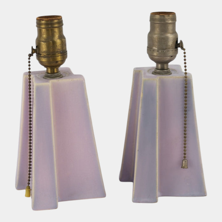 Weller Lorbeek 1920s Vintage Art Deco Pottery Purple Ceramic Factory Lamps