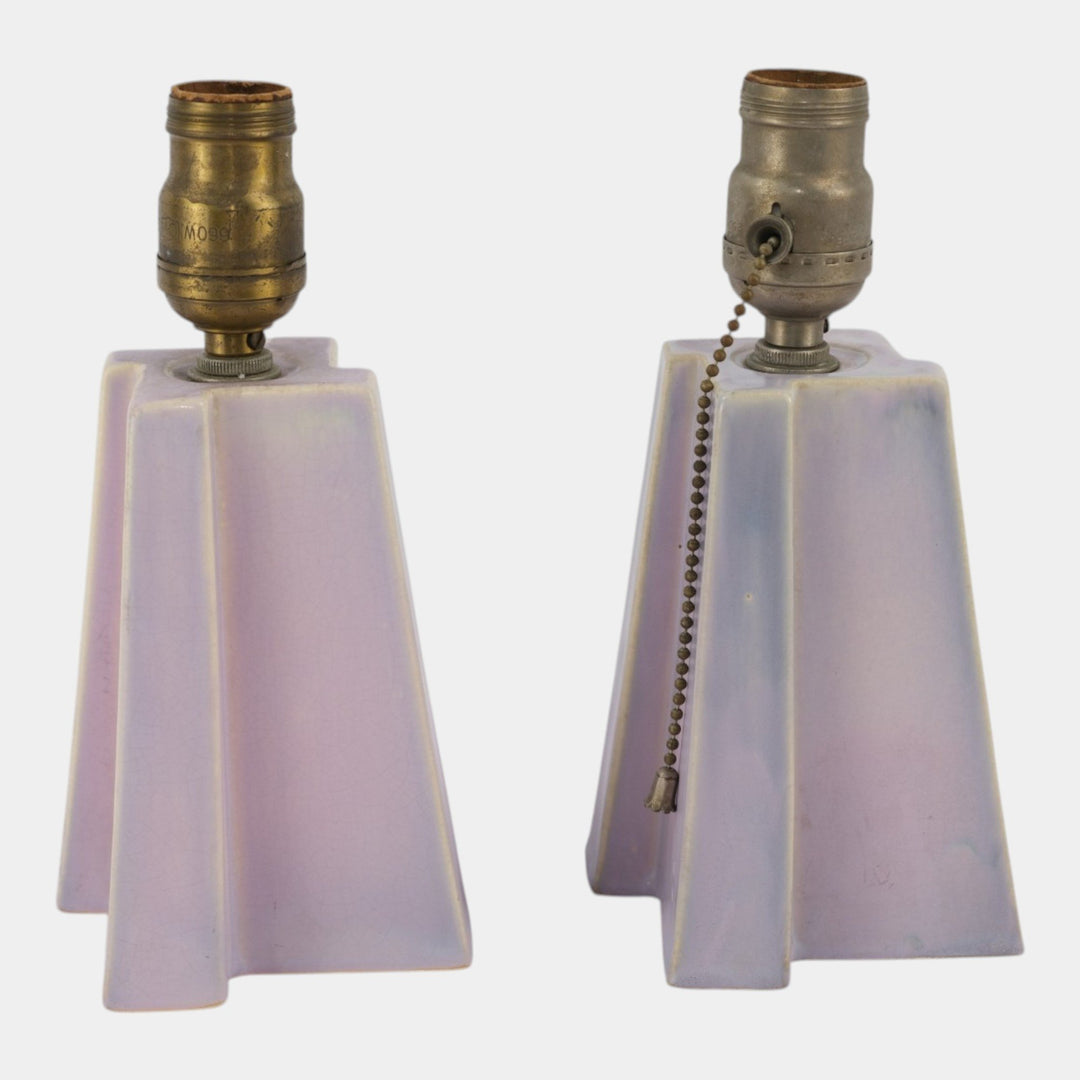 Weller Lorbeek 1920s Vintage Art Deco Pottery Purple Ceramic Factory Lamps