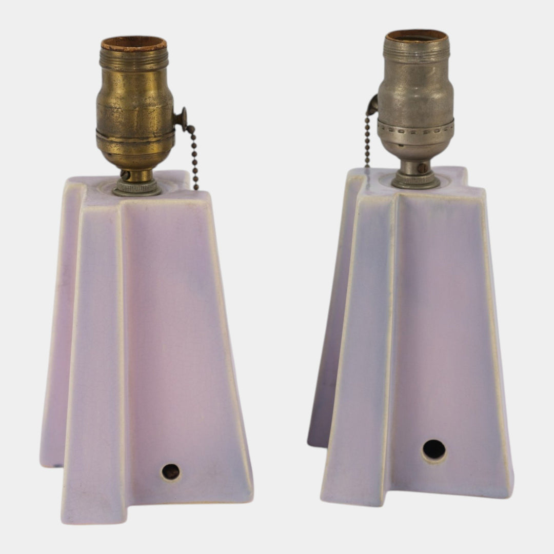 Weller Lorbeek 1920s Vintage Art Deco Pottery Purple Ceramic Factory Lamps