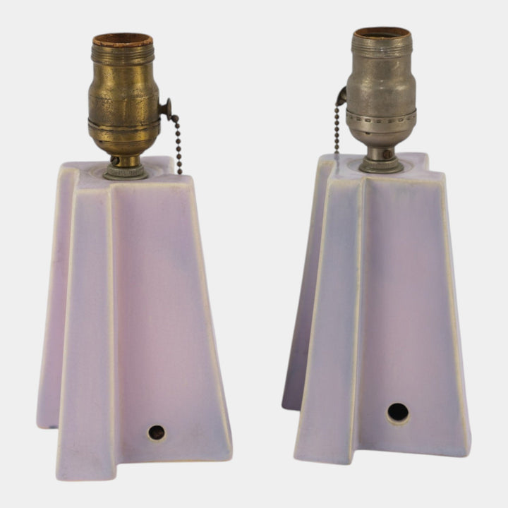 Weller Lorbeek 1920s Vintage Art Deco Pottery Purple Ceramic Factory Lamps