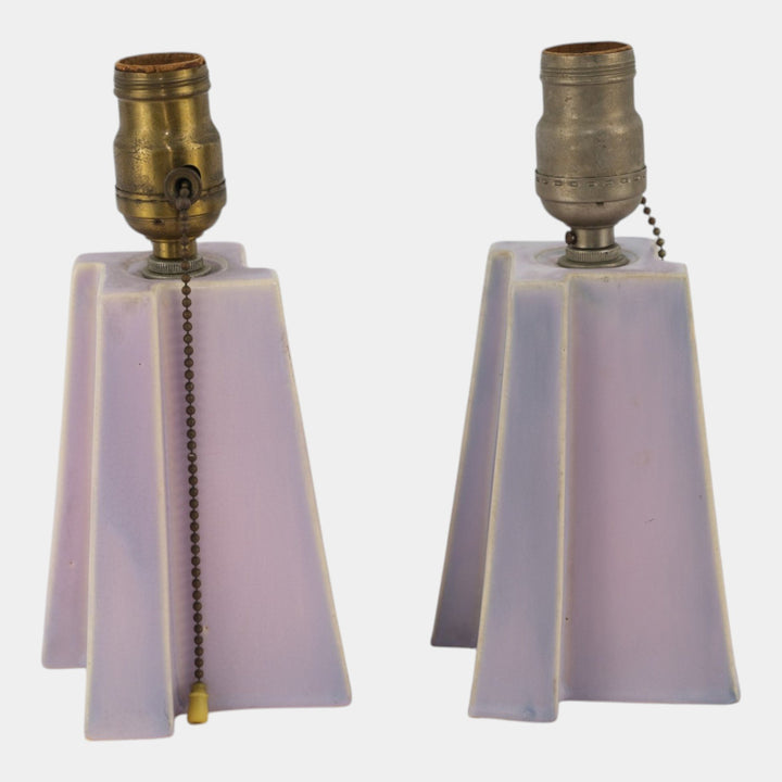 Weller Lorbeek 1920s Vintage Art Deco Pottery Purple Ceramic Factory Lamps