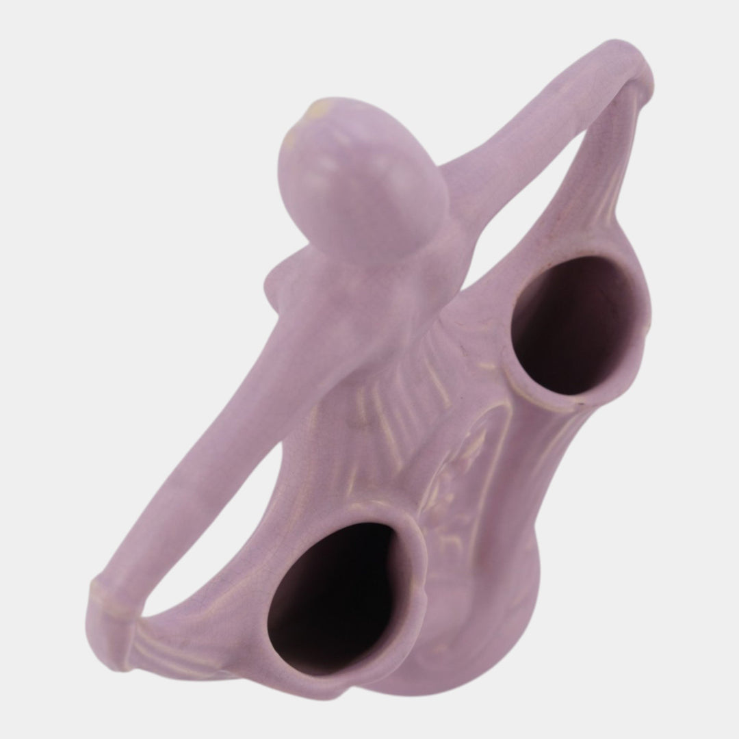 Weller Lavonia Hobart 1920s Vintage Art Deco Purple Woman Lady Double Bud Vase