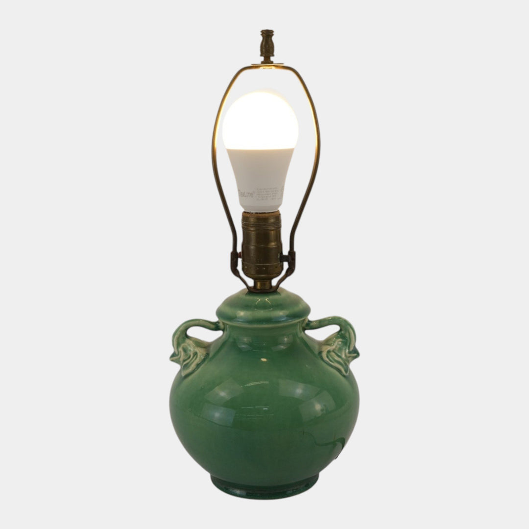 Red Wing Rumrill 1930s Vintage Art Pottery Green Ceramic Elephant Lamp