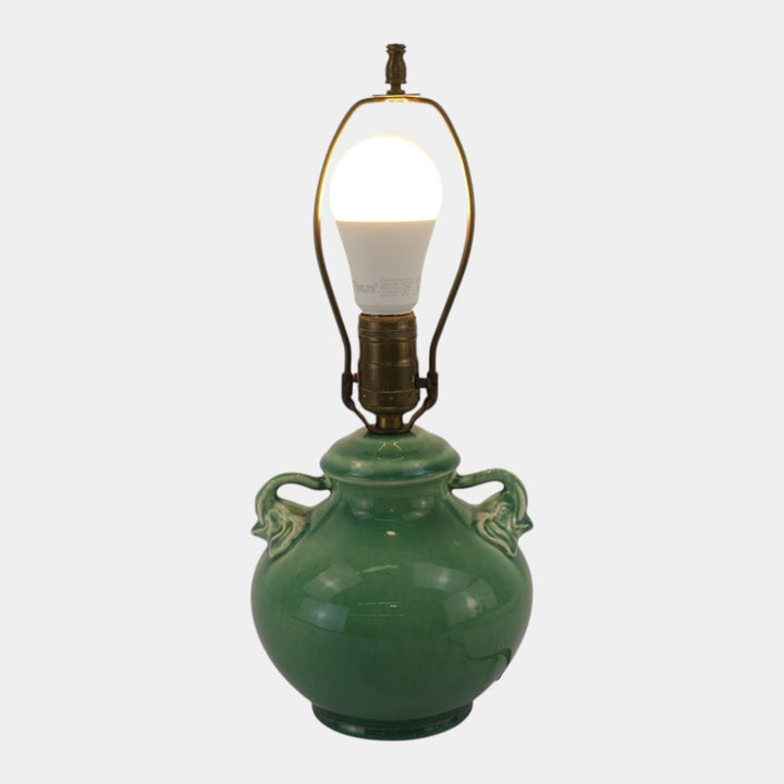 Red Wing Rumrill 1930s Vintage Art Pottery Green Ceramic Elephant Lamp