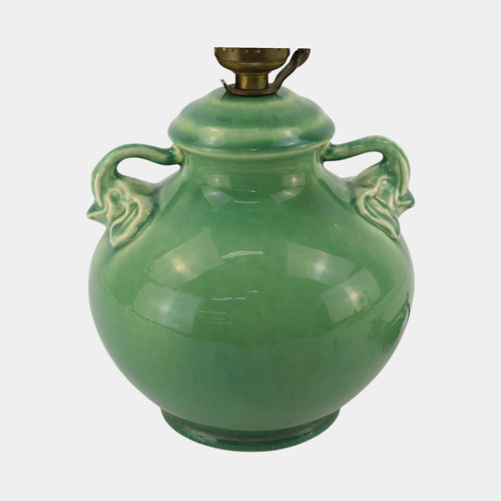 Red Wing Rumrill 1930s Vintage Art Pottery Green Ceramic Elephant Lamp