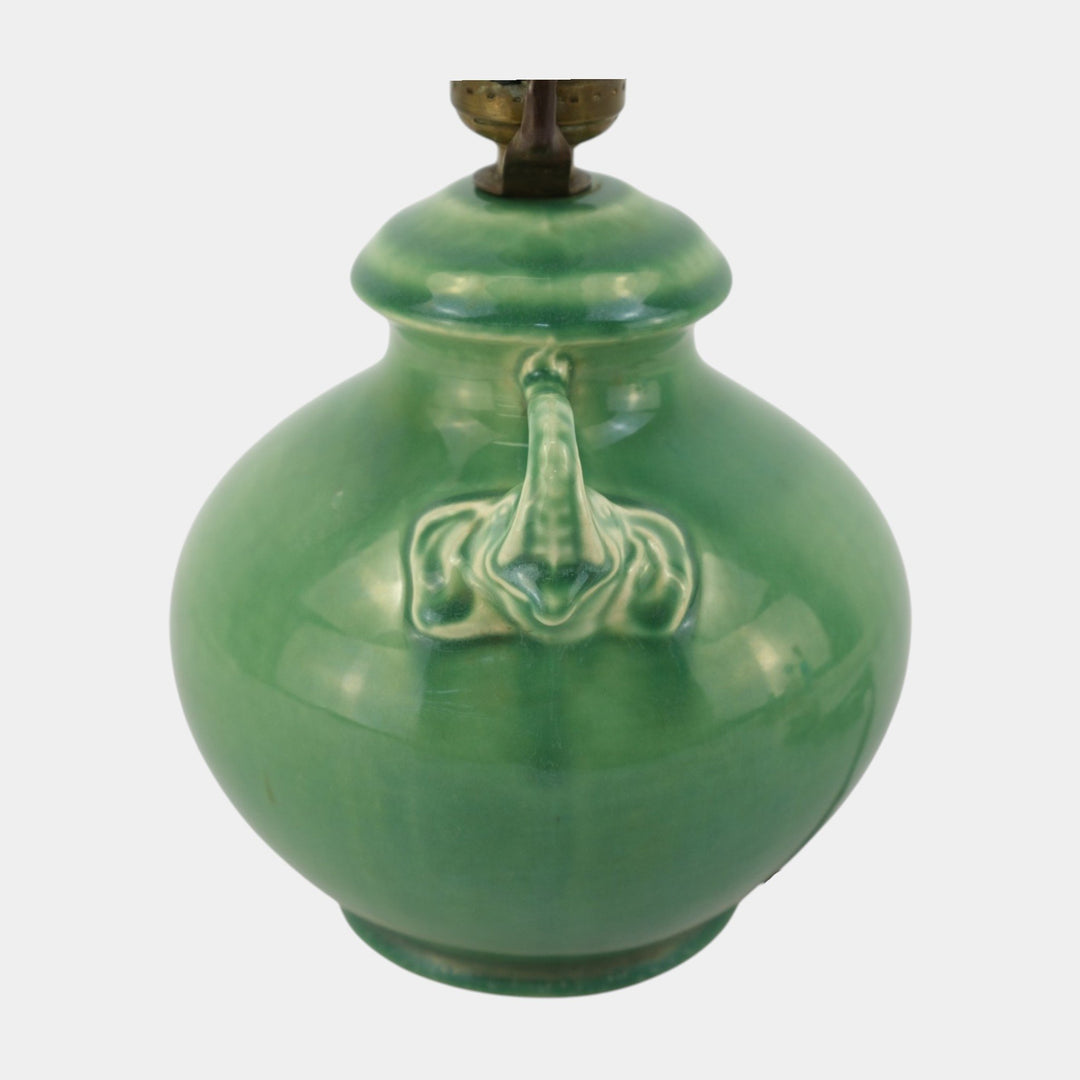 Red Wing Rumrill 1930s Vintage Art Pottery Green Ceramic Elephant Lamp