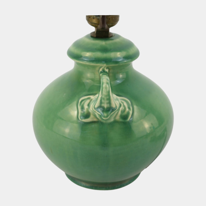 Red Wing Rumrill 1930s Vintage Art Pottery Green Ceramic Elephant Lamp