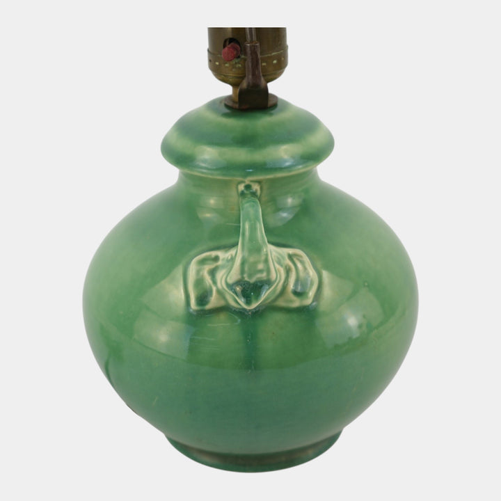 Red Wing Rumrill 1930s Vintage Art Pottery Green Ceramic Elephant Lamp