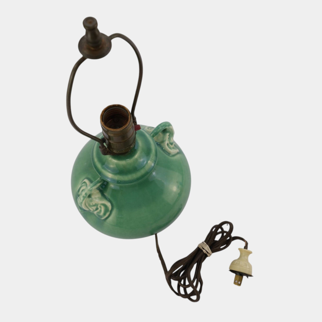 Red Wing Rumrill 1930s Vintage Art Pottery Green Ceramic Elephant Lamp