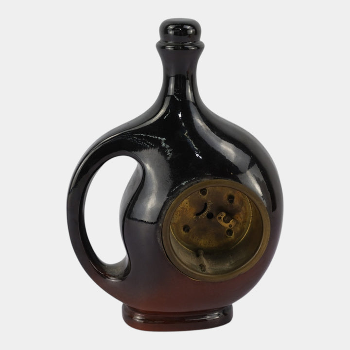 Weller Louwelsa 1900s Art Pottery Standard Glaze Brown Ceramic Floral Clock Jug
