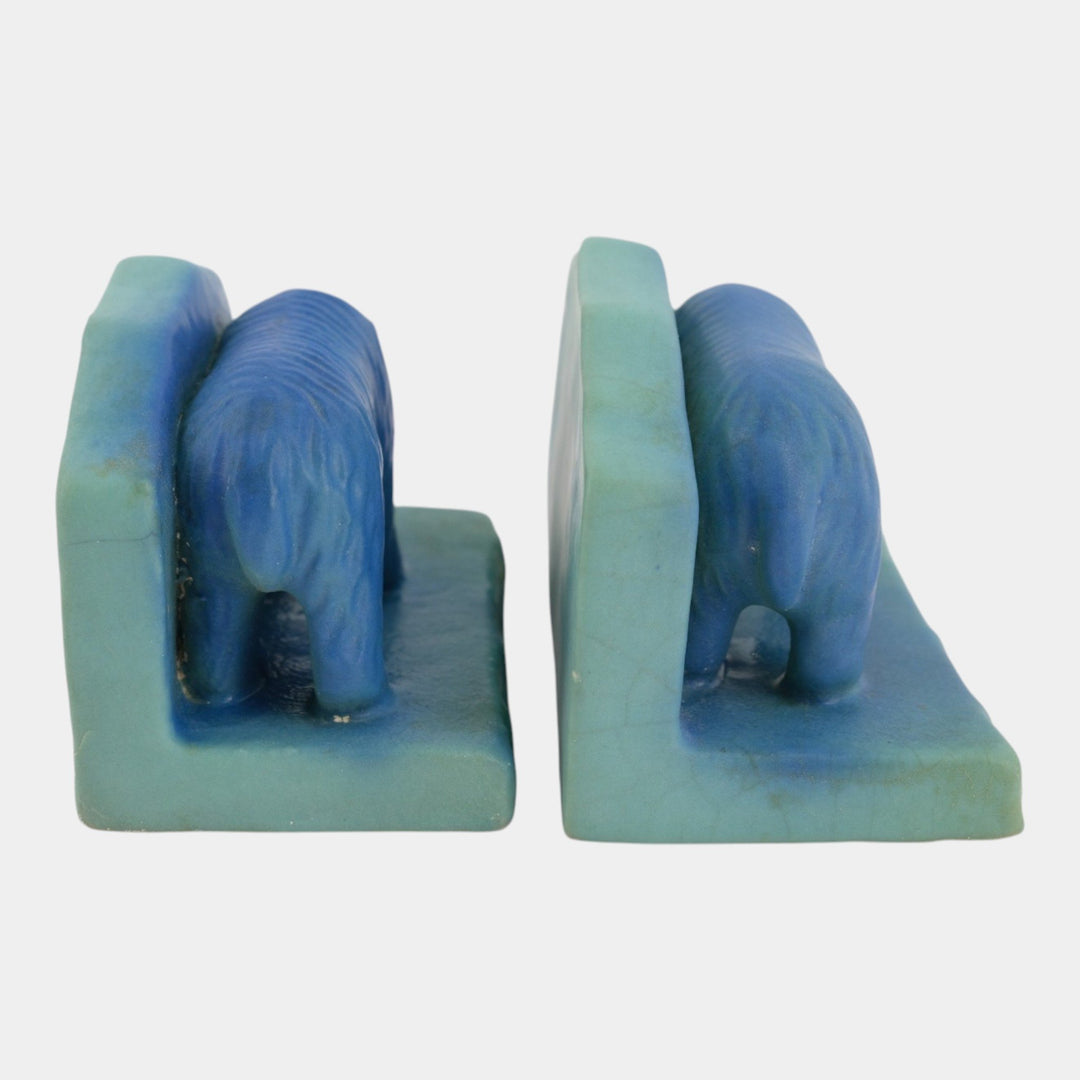 Van Briggle 1920s Vintage Arts And Crafts Pottery Blue Bear Bookends