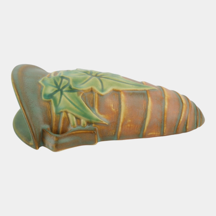 Roseville Luffa Brown 1934 Vintage Art Deco Pottery Ceramic Wall Pocket 1272-8