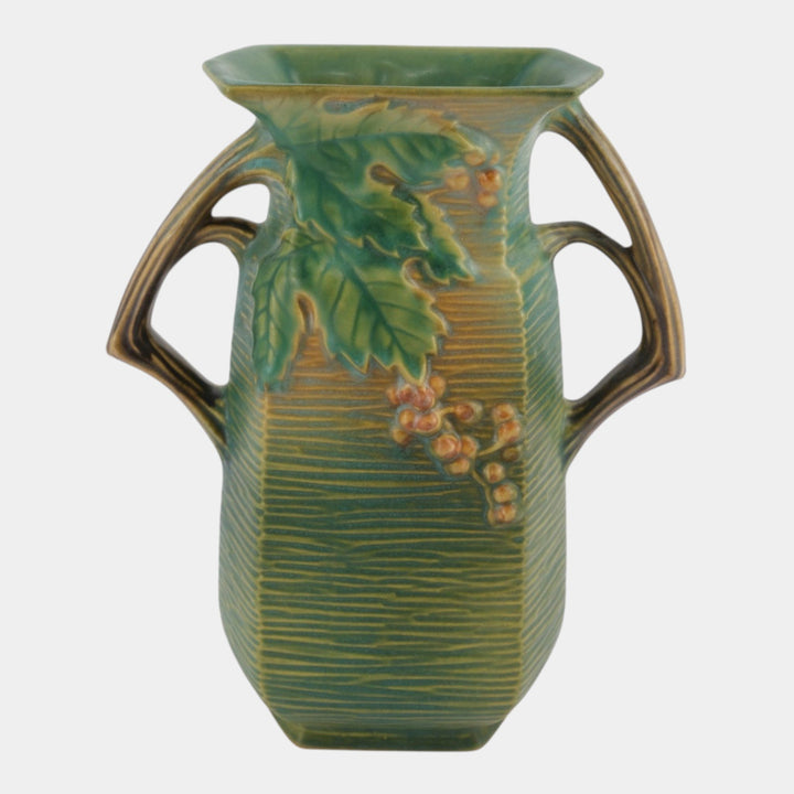 Roseville Bushberry Green 1941 Vintage Art Pottery Ceramic Vase 33-8
